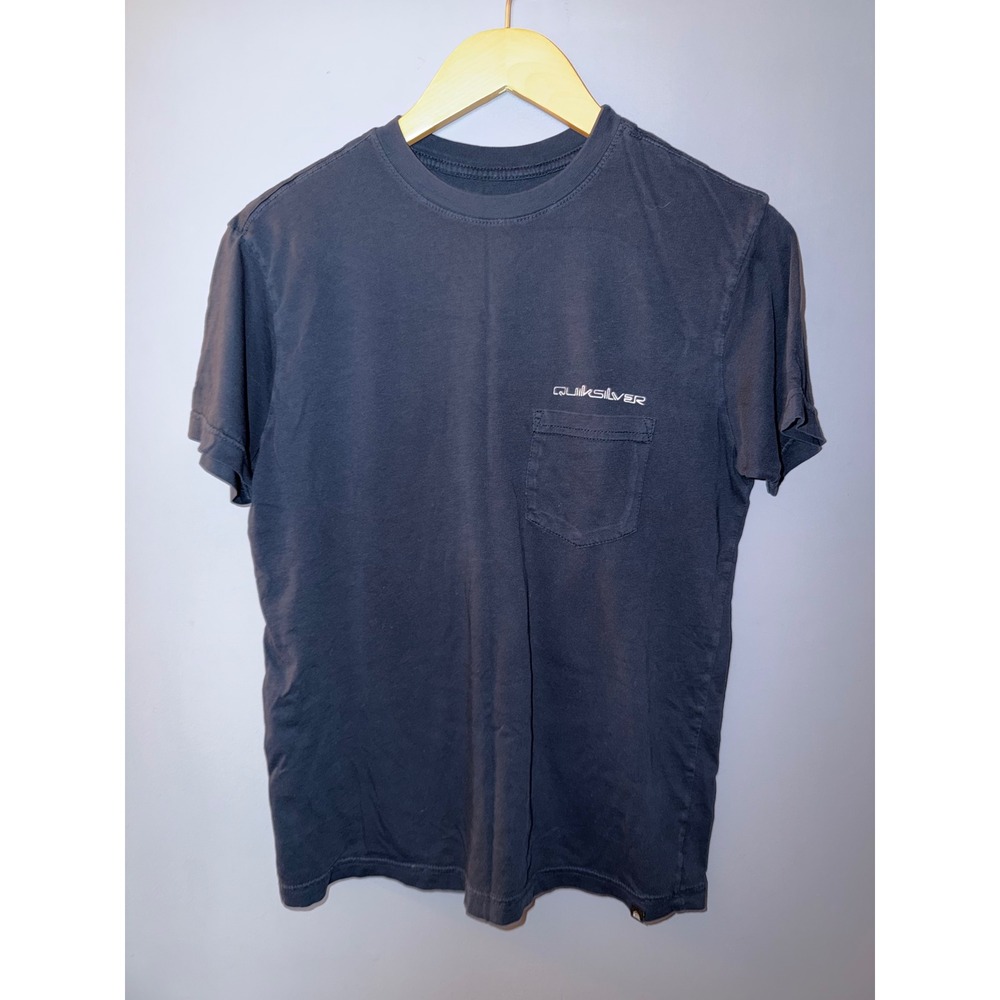 Quiksilver Mens Navy Blue Short Sleeve‎ Pocket T-Shirt Regular Fit Size Small